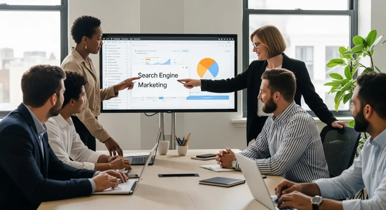 search engine marketing teamwork office