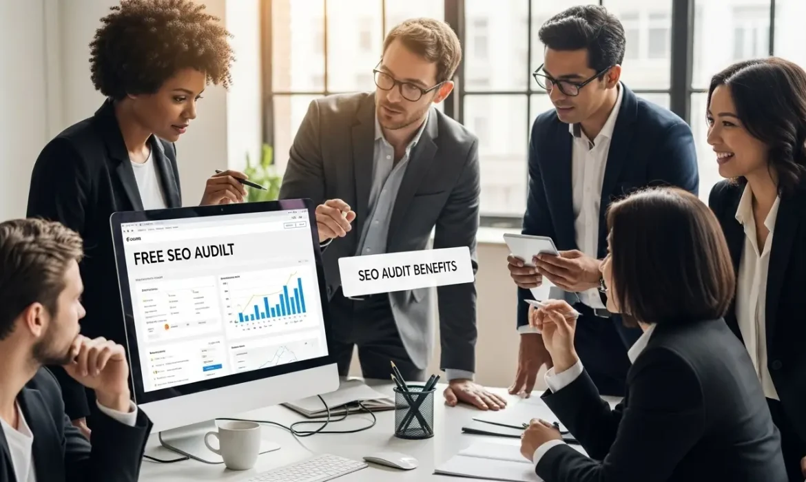 SEO audit benefits, business team