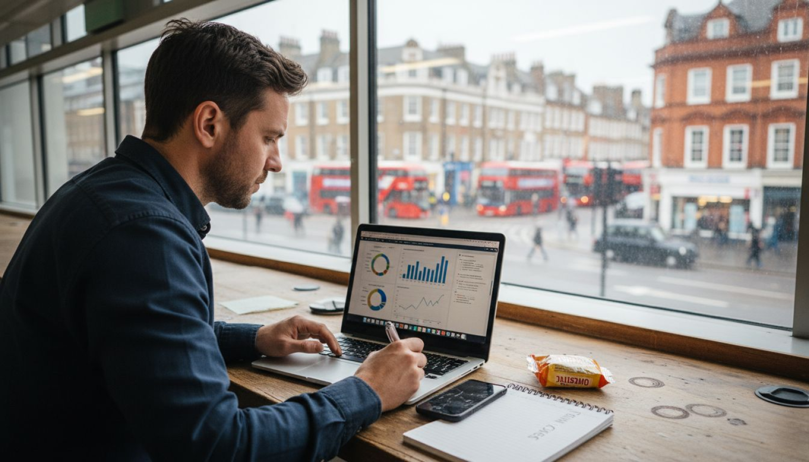 Man reviewing eCommerce SEO analytics workspace