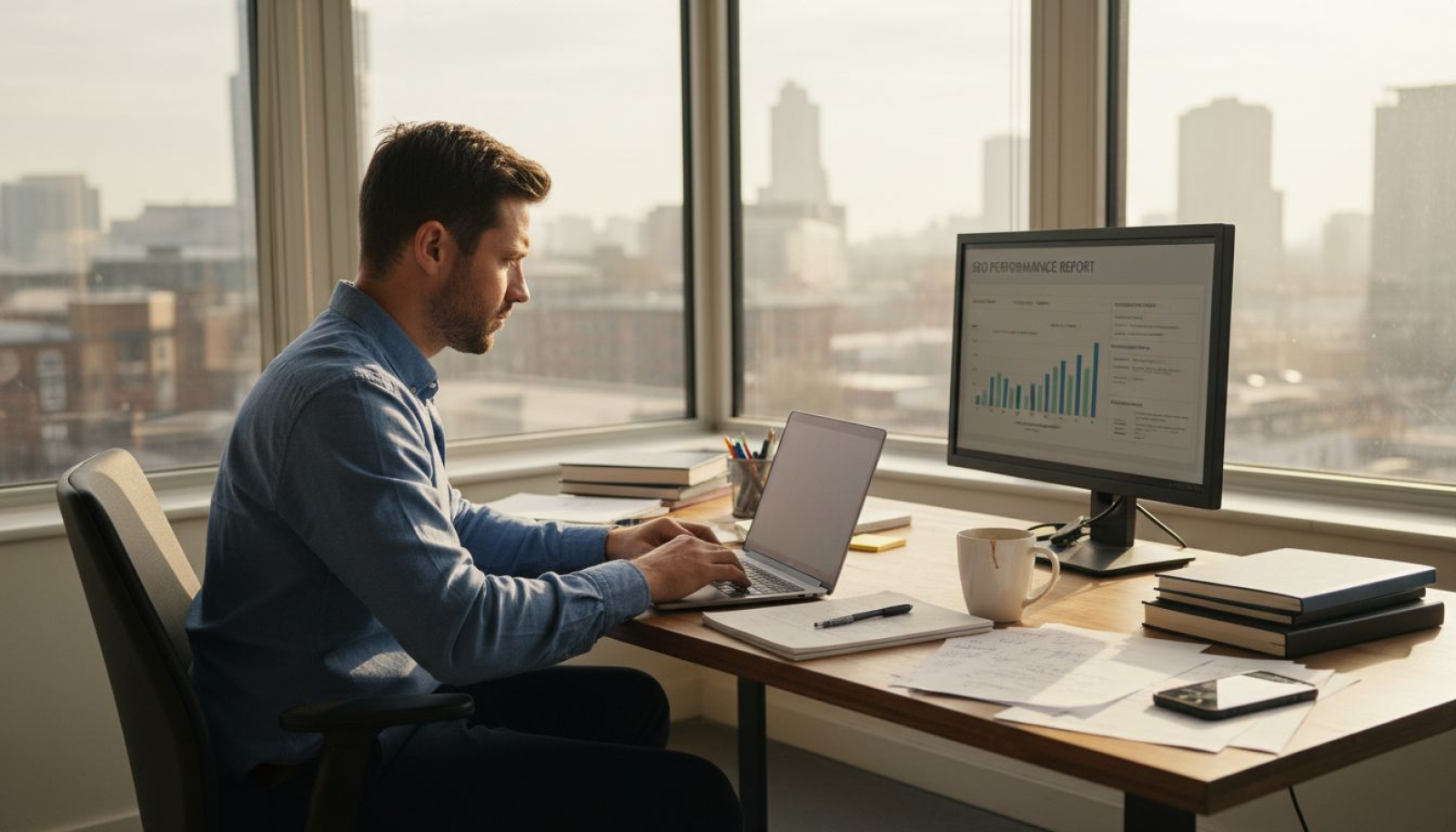 Marketing specialist working on website traffic