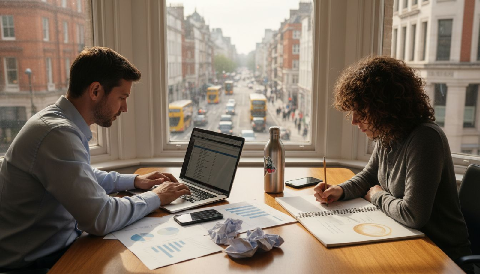 Team planning content for ecommerce in a sunlit office
