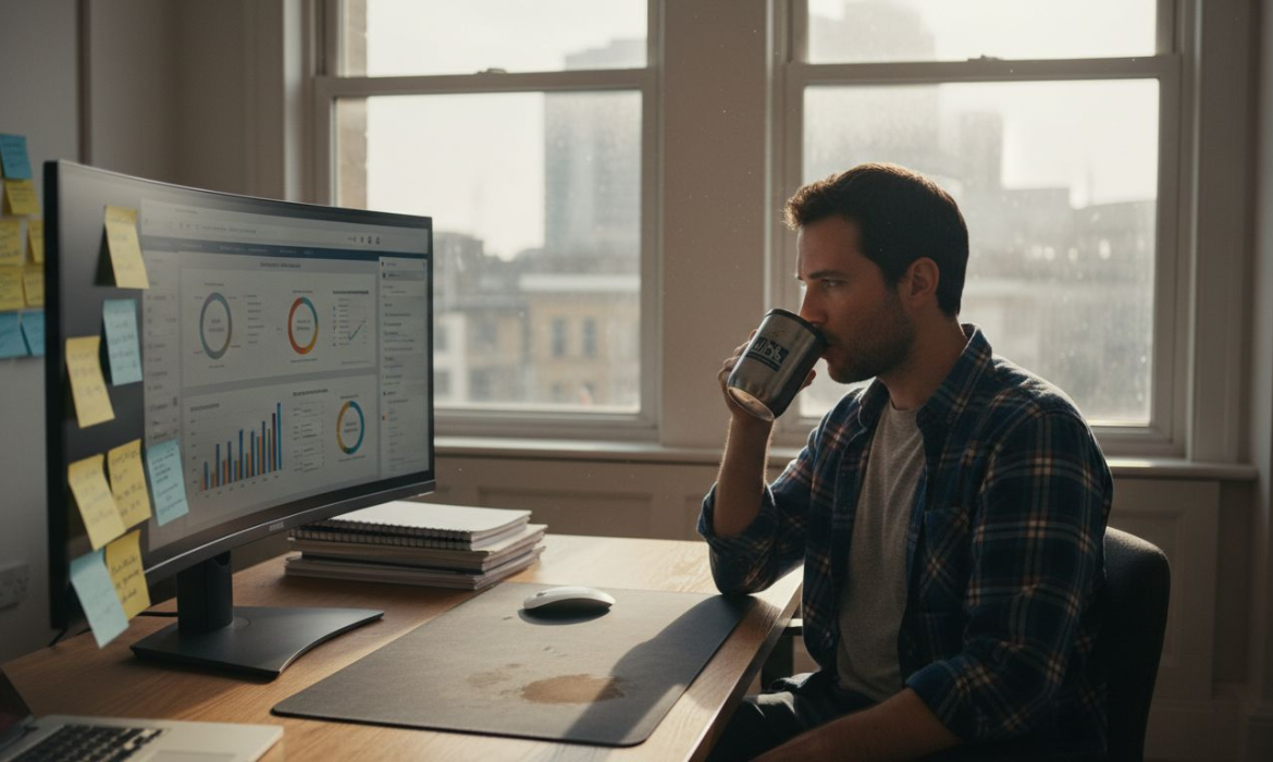 Marketing analyst tracking SEO website traffic