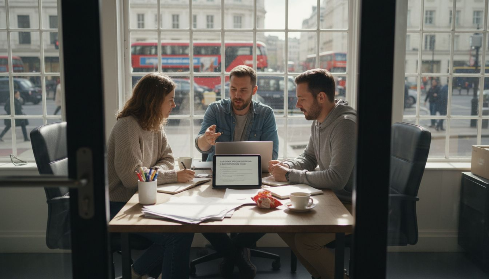 Ecommerce team reviewing content marketing strategies