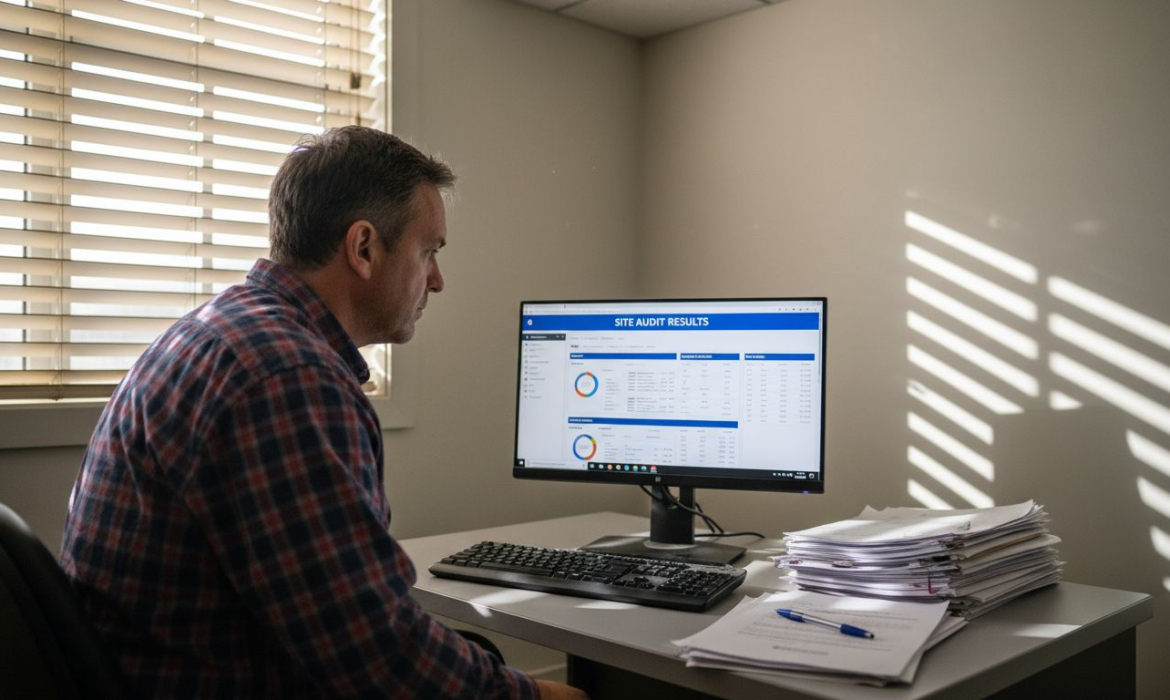 Man reviewing ecommerce site audit analytics