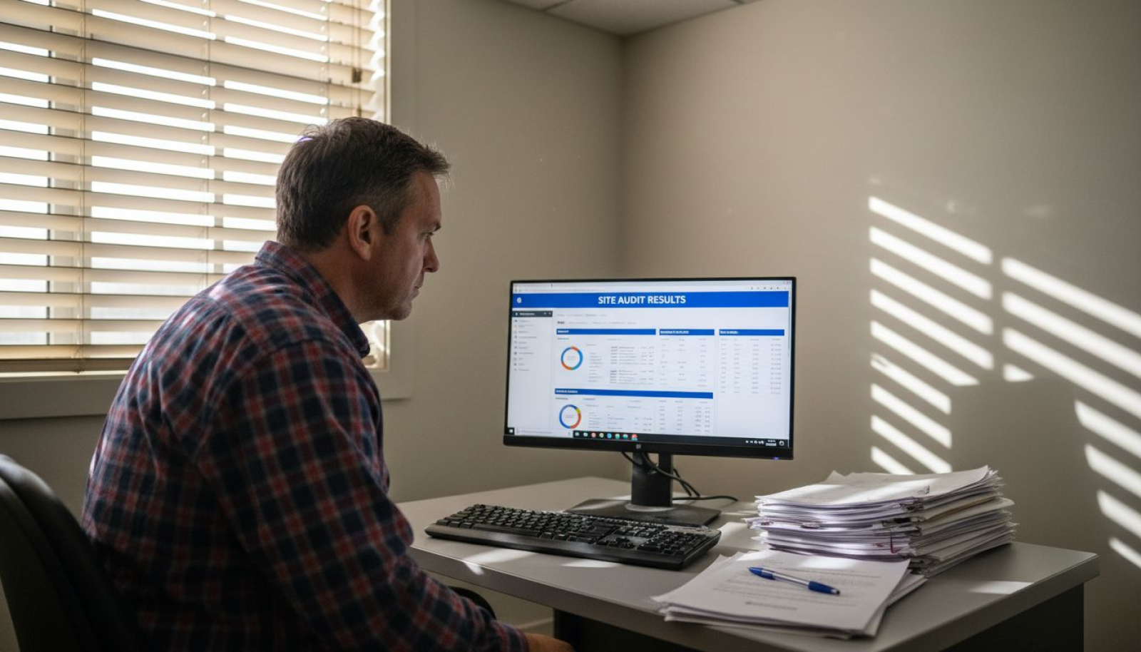 Man reviewing ecommerce site audit analytics