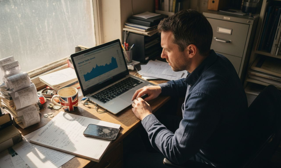 Small business owner analyzes website SEO data