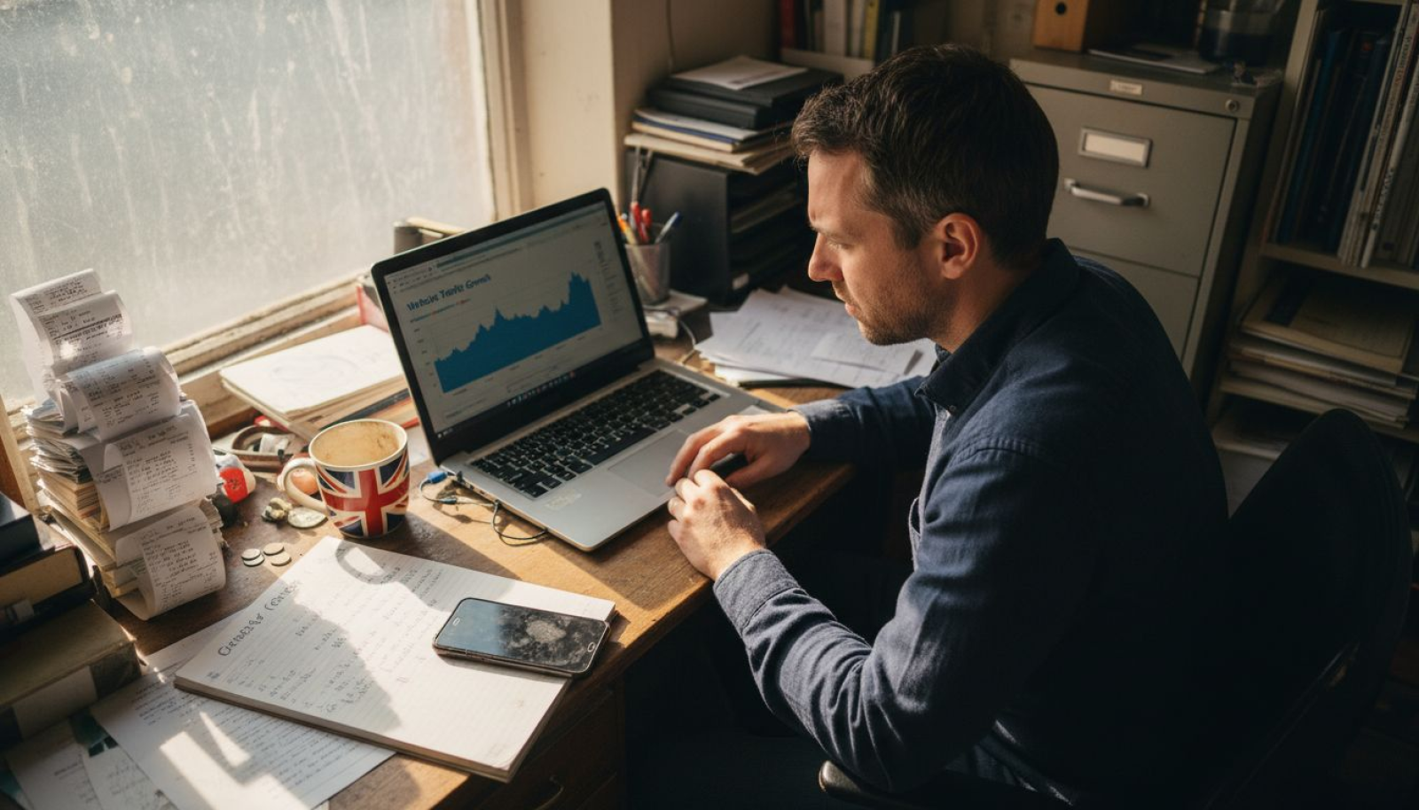 Small business owner analyzes website SEO data