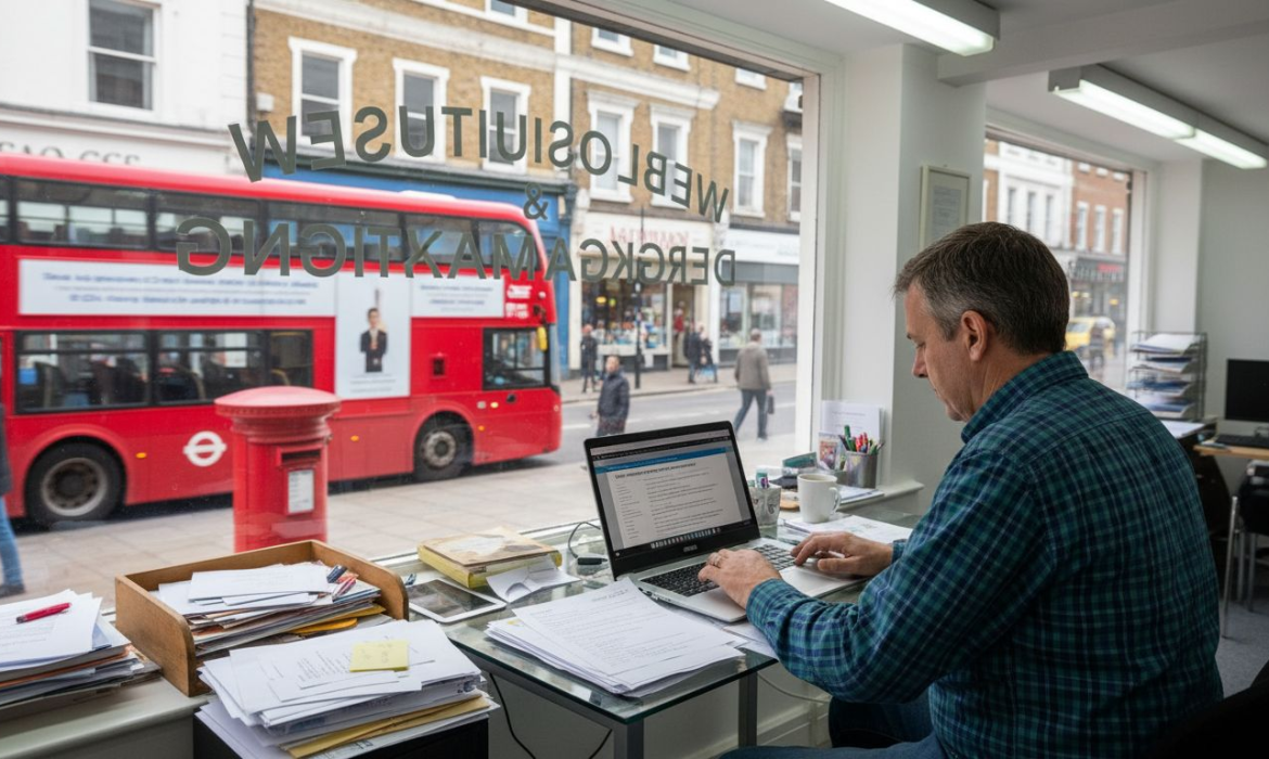 Man reviewing SEO audit in UK office