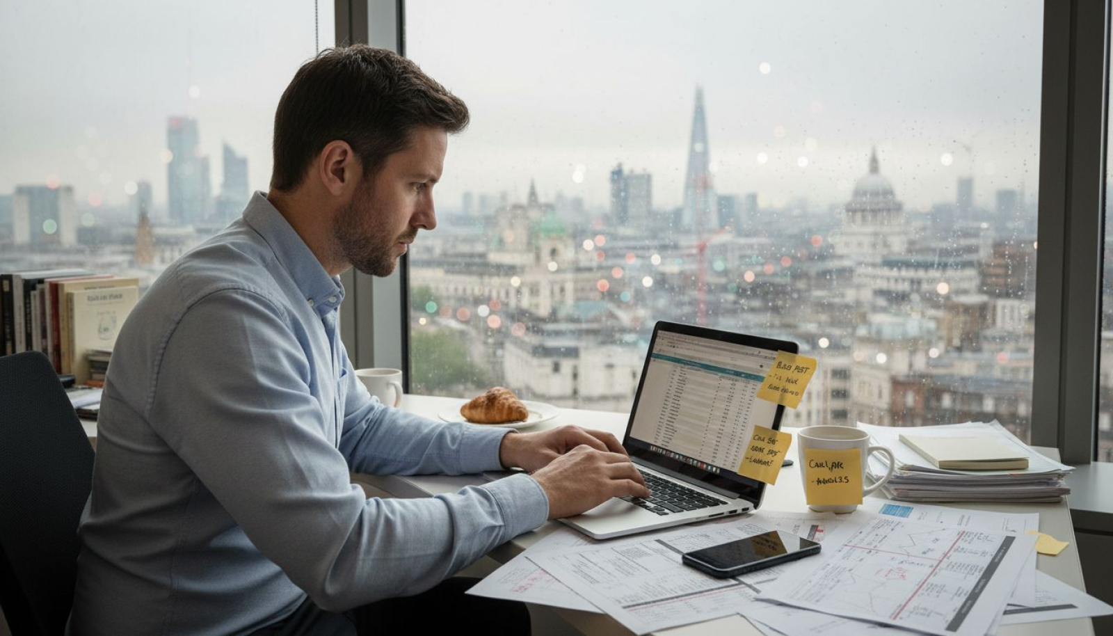 SEO consultant working in a city office