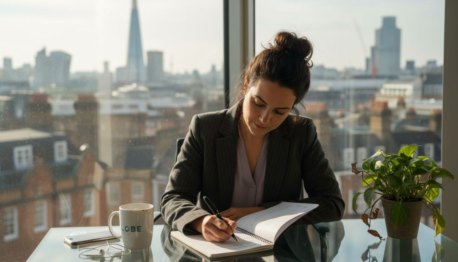 Consultant drafting content strategy in London office